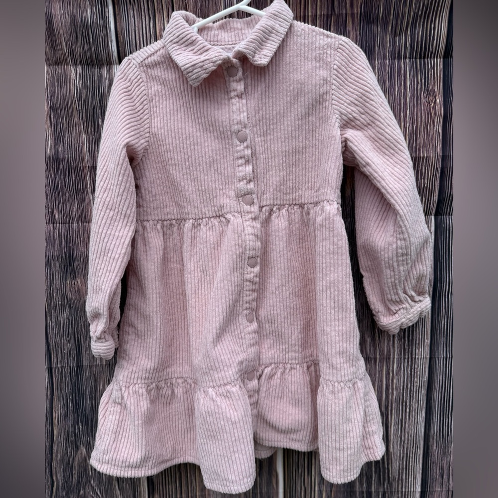 Zara Pink Button Down Shirt with Corduroy Texture
